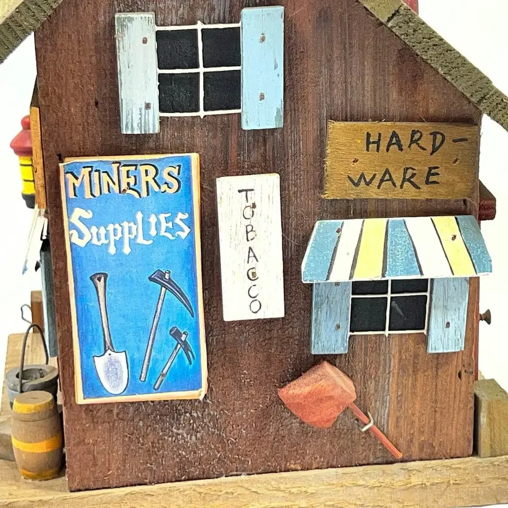 Vintage Wood Mining Town General Store Birdhouse 5x7x9